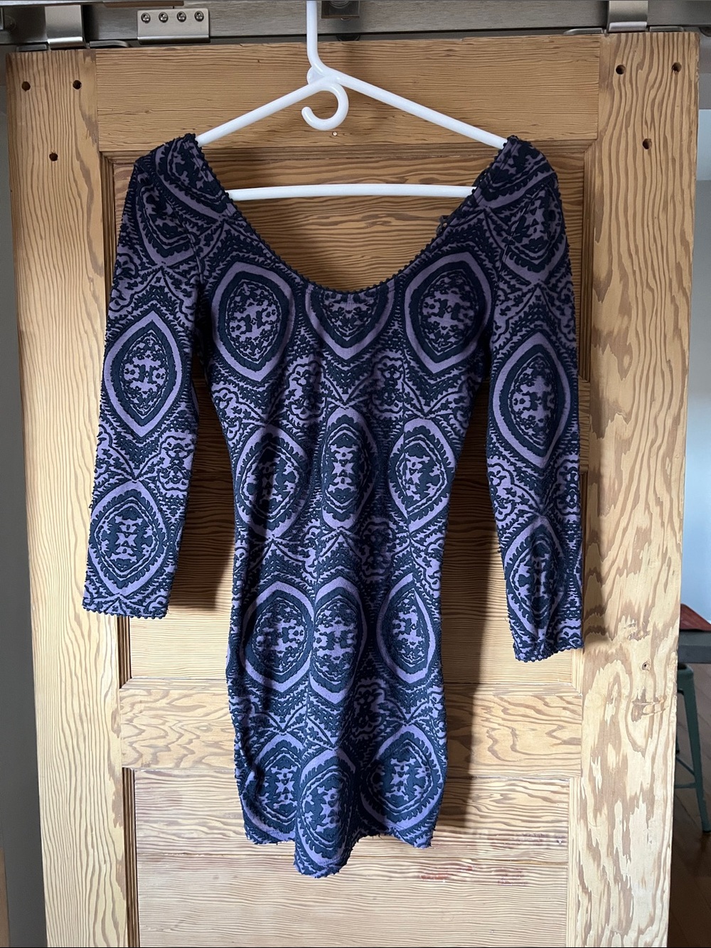 Free People Purple and Black Scoop-Neck Mini Dress